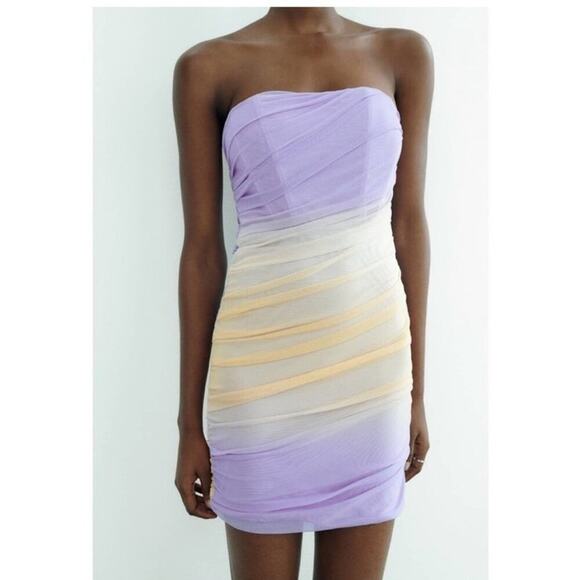Zara STRAPLESS TULLE DRESS Size Extra Large XL - Picture 8 of 16